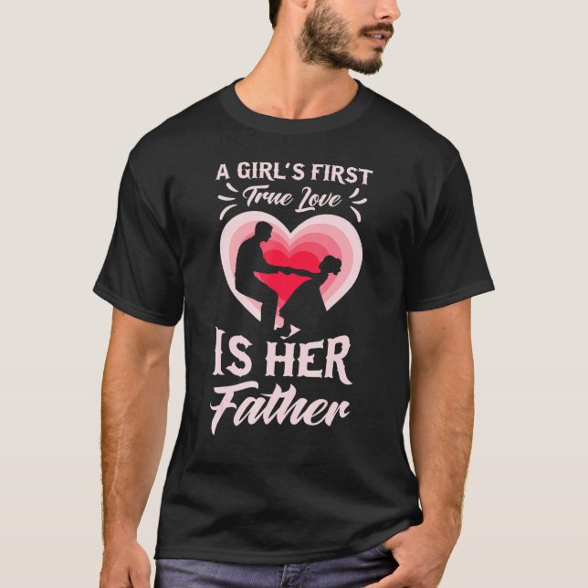 T-shirt Mon Père Un Héros J'Aime Mon Père Filles Premier A (Devant)