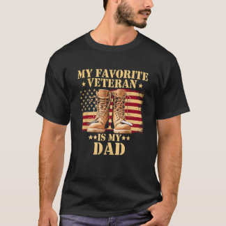 T-shirt Mon père vétéran favori Vétéran Patriotique milita