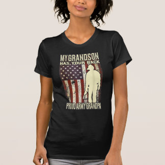 T-shirt mon petit-fils a votre dos - l'armée fière de nous