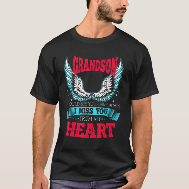 T-shirt Mon Petit-Fils Est Mon Ange Gardien Je Vous Manque (Devant)
