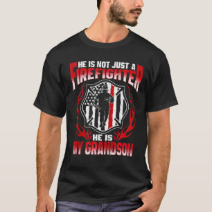 T-shirt Mon Petit-Fils Est Un Pompier Fière De Feu Grand-M