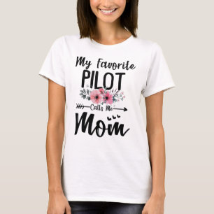 T-shirt Mon pilote préféré m'appelle Maman Fleurs Fleurs F