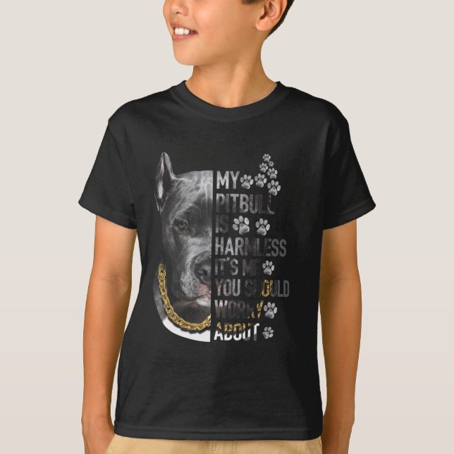 T-shirt Mon Pitbull est sans danger C'est moi que tu devra (Devant)
