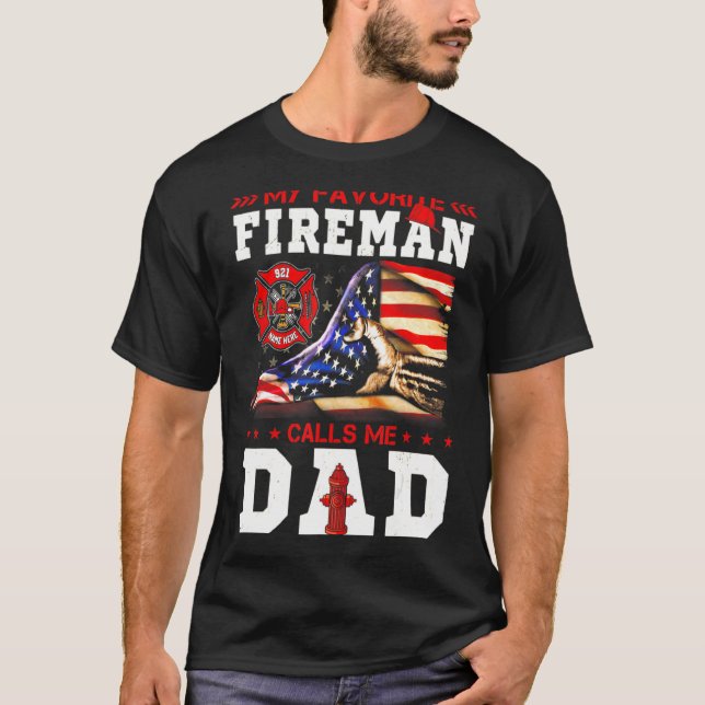 T-shirt Mon pompier préféré m'appelle Papa Pompier Ameri (Devant)