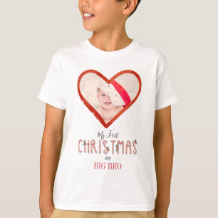 T-shirt Mon premier Noël Frère Amour Coeur Bébé Photo
