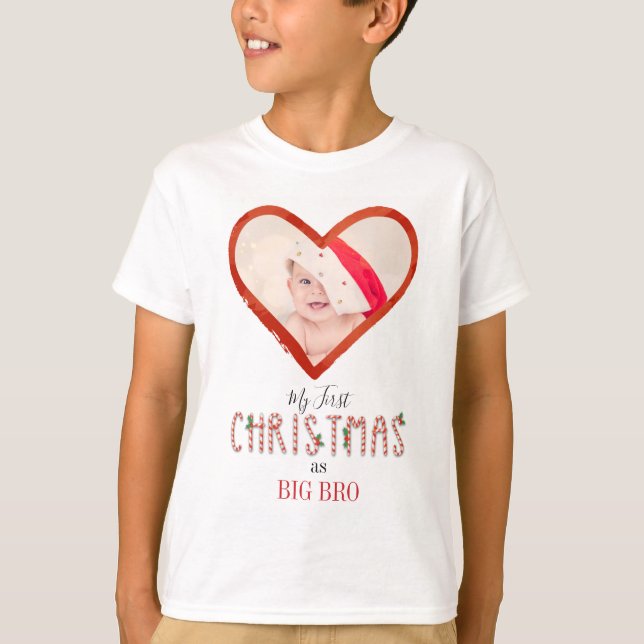 T-shirt Mon premier Noël Frère Amour Coeur Bébé Photo (Devant)