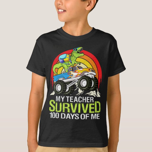 T-shirt Mon Professeur A Survécu 100 Jours De Moi Dinosaur (Devant)