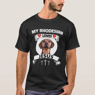 T-shirt Mon Rhodesian Ridgeback aime Jésus Christian Dog M