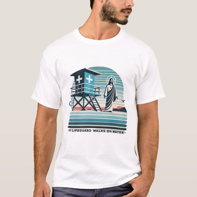 T-shirt Mon sauveteur marche sur l'eau (Devant)