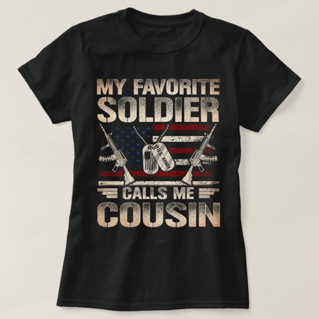 T-shirt Mon soldat favori m'appelle Cousin US Army Cousin (Design devant)