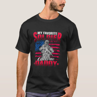 T-shirt Mon soldat favori m'appelle Papa US Drapeau Milita