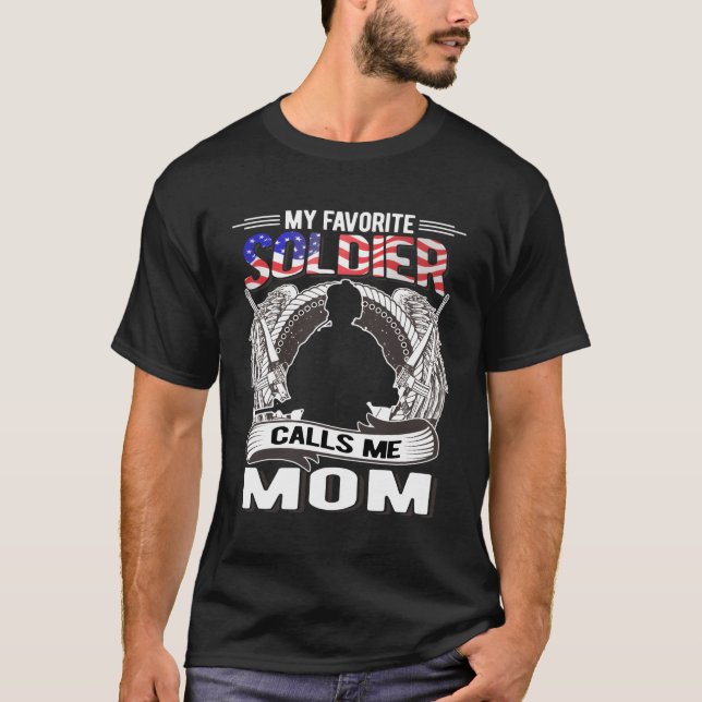 T-shirt Mon Soldat Préféré M'Appelle Maman Fière Maman Arm (Devant)