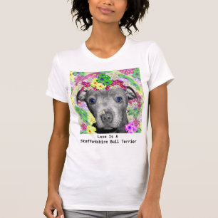 T-shirt Mon Staffordshire Puppy aime les fleurs,