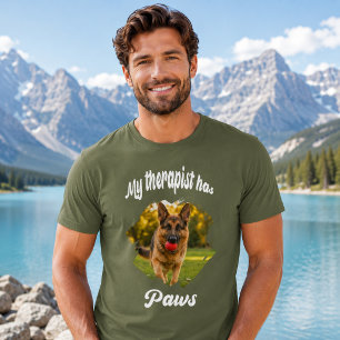 T-shirt Mon thérapeute a des pattes photo de chien vert