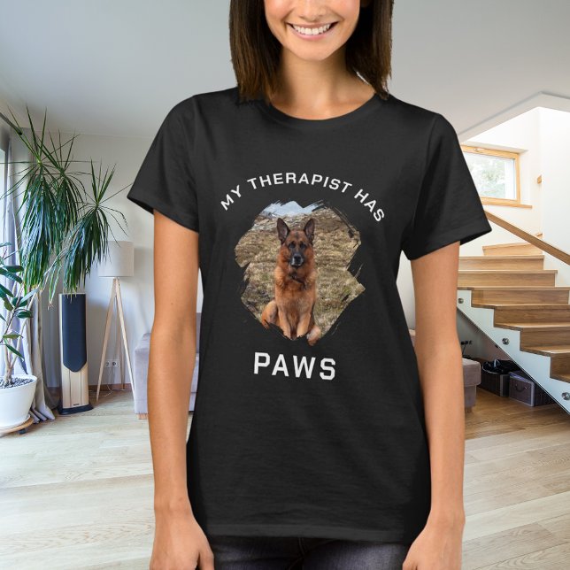 T-shirt Mon thérapeute a pattes chien photo noir (Créateur téléchargé)