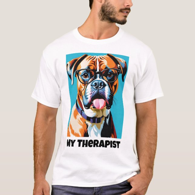 T-shirt Mon thérapeute - Chien de boîte (Devant)