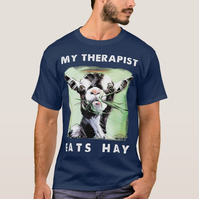 T-shirt Mon Thérapeute Mange Hay Funny Goat Lover Cadeau (Devant)
