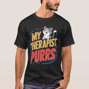T-shirt Mon thérapeute ronronne drôle amateur de chat dict