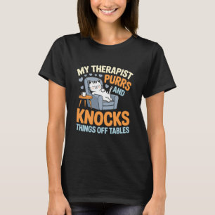 T-shirt Mon Thérapeute Ronronne et Fait Tomber des Choses 