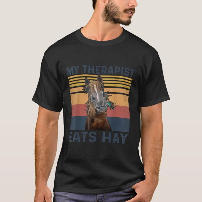 T-shirt Mon Thérapiste Mange Hay Horse (Devant)