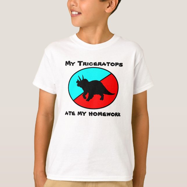 T-shirt Mon Triceratops a mangé mon travail (Devant)