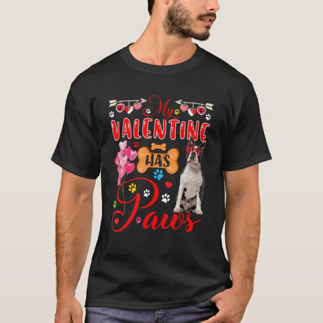 T-shirt Mon Valentin a des pattes mignonnes Boston Terrier (Devant)