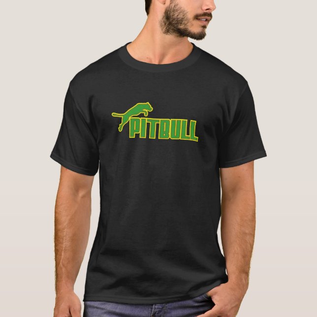T-shirt Mon vert/jaune de Pitbull (Devant)