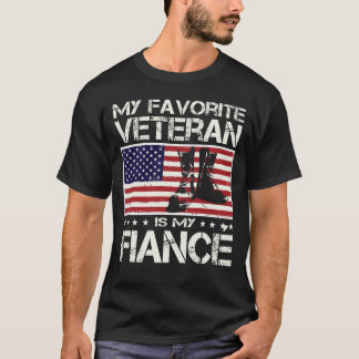 T-shirt Mon Vétérinaire Préféré Est Mon Fiancé USA Drapeau