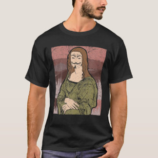 T-shirt Mona Lisa Anonymous Mask Hacker Mask Programmer