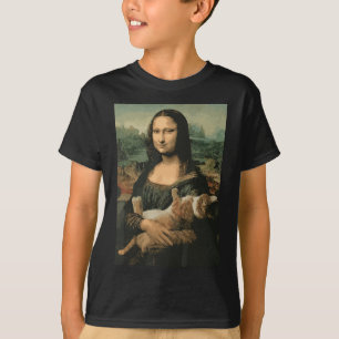 T-shirt Mona Lisa Avec Chat Orange Drôle Peinture Art
