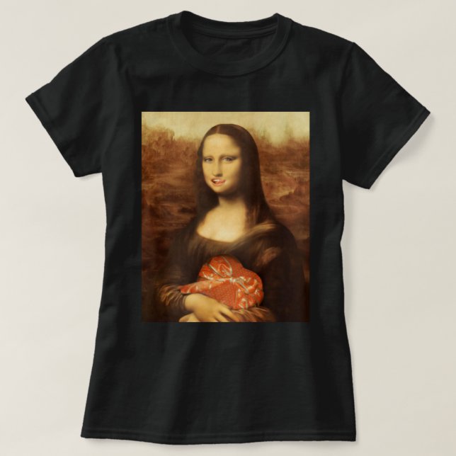 T-shirt Mona Lisa Heart Valentine's Day Kiss (Design devant)