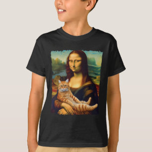 T-shirt Mona Lisa Holding Chat Portrait Art Peinture Kitty