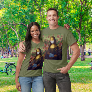 T-shirt Mona Lisa Masqué En Jouant En Toute Sécurité Unise