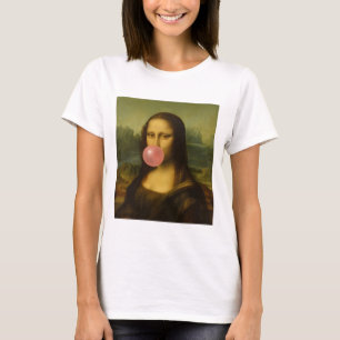 T-shirt Mona Lisa soufflant de bulle rose