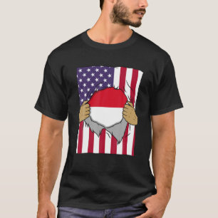 T-shirt Monaco Drapeau Sang en moi Accueil Fierté Monacan