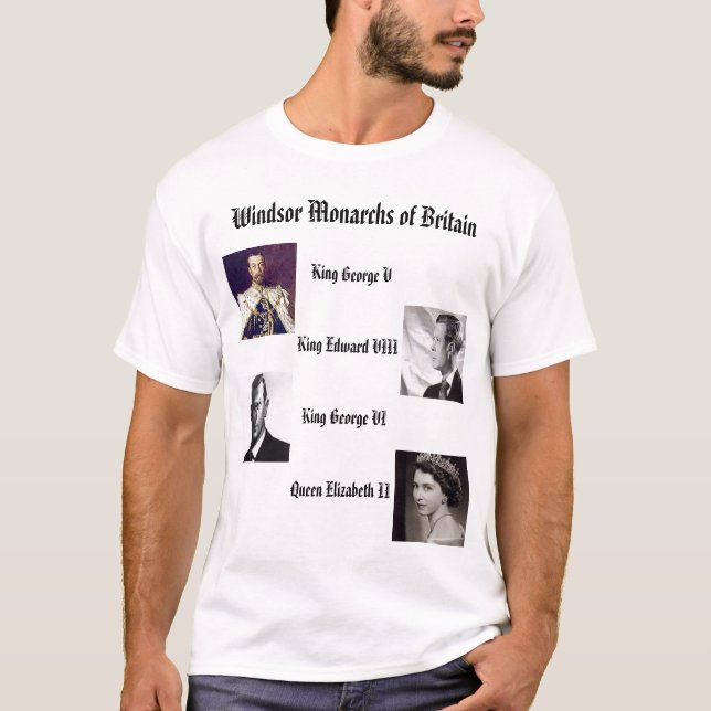 T-shirt Monarques de Windsor de l'Angleterre (Devant)