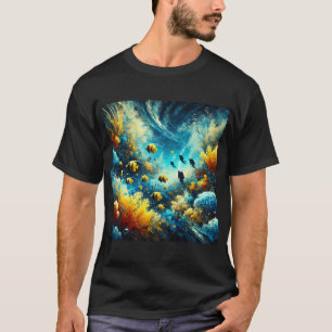 T-shirt monde sous-marin avec poissons de corail jaune