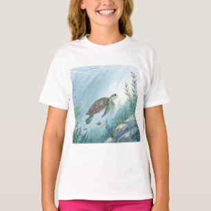 T-shirt Monde sous-marin avec tortue