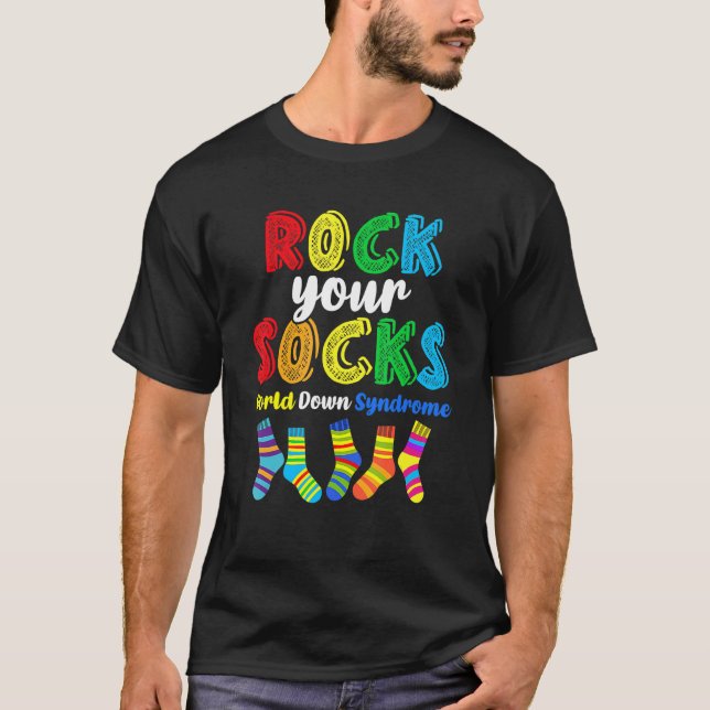 T-shirt Monde Syndrome de Down Rocher vos chaussettes Sens (Devant)