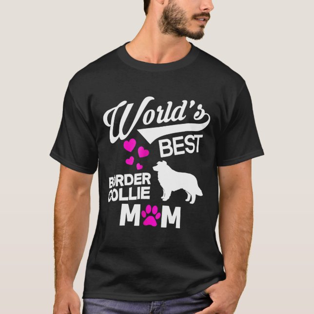 T-shirt Mondes meilleur frontière Collie Maman (Devant)