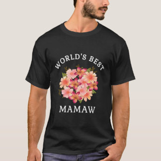 T-shirt Mondes Meilleur Mamaw Peach Flower Grandma Cadeau