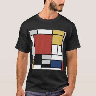 T-shirt Mondrian Peinture Rouge Plane Jaune Noir Gris Bleu
