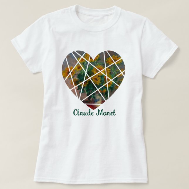 T-shirt Monet Sunflower Coeur Personnalisé Conception de d (Design devant)