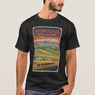 T-shirt Mongolie Chameaux Yourte Illustration Art de Voyag