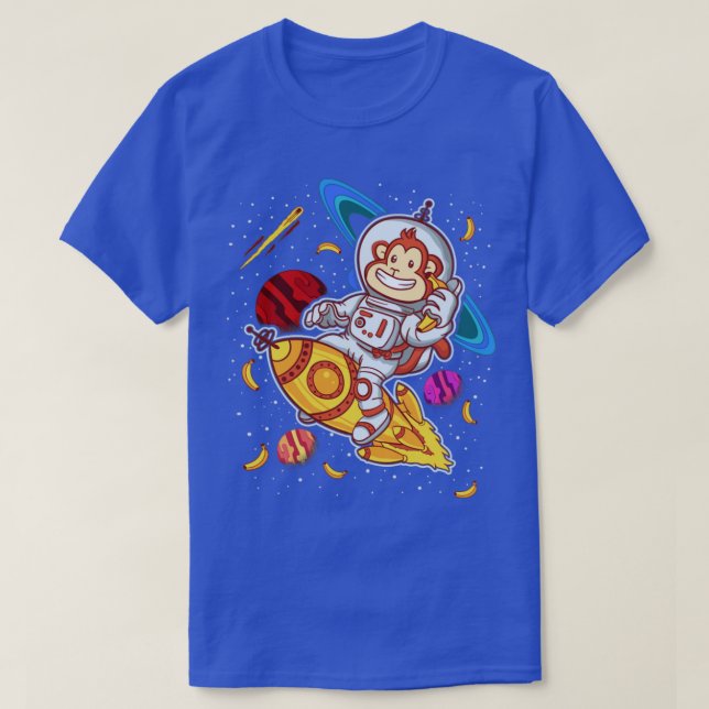 T-shirt Monkey Astronaut Rocket Ride Space (Design devant)