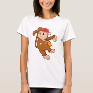 T-shirt Monkey at baseball with baseball glove