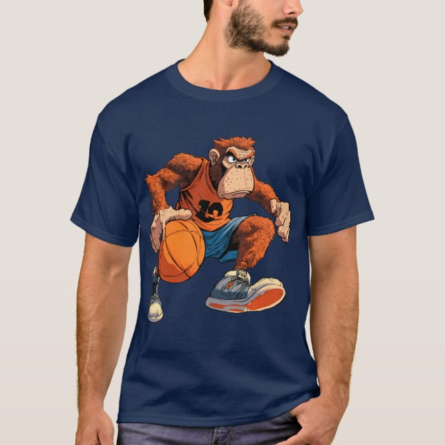 T-shirt Monkey basketball joueur / basket-ball singe T-Shi (Devant)