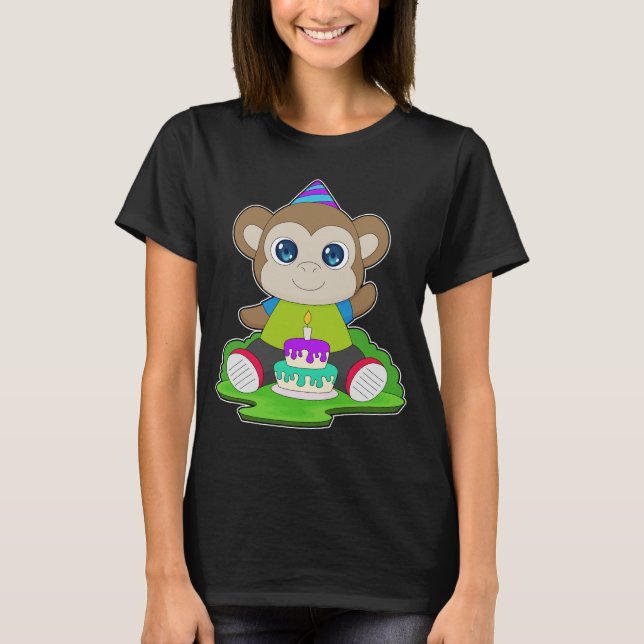 T-shirt Monkey Birthday Cake (Devant)