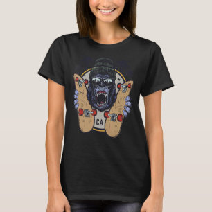 T-shirt Monkey Chimp Avec Lunettes De Soleil Et Skateboard