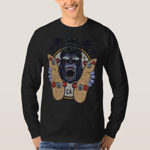 T-shirt Monkey Chimp Avec Lunettes De Soleil Et Skateboard